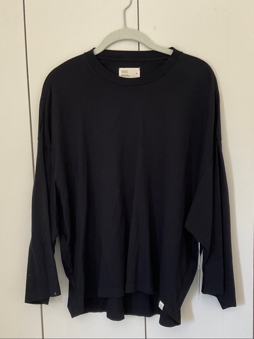 TKEES Black Core Crewneck Long Sleeve Tee Sz 0 NWT